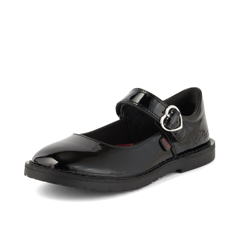 Junior Girls Adlar Heart Mj Patent Leather Black