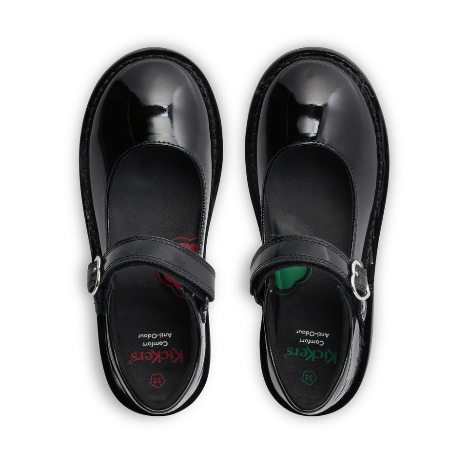 Junior Girls Adlar Heart Mj Patent Leather Black