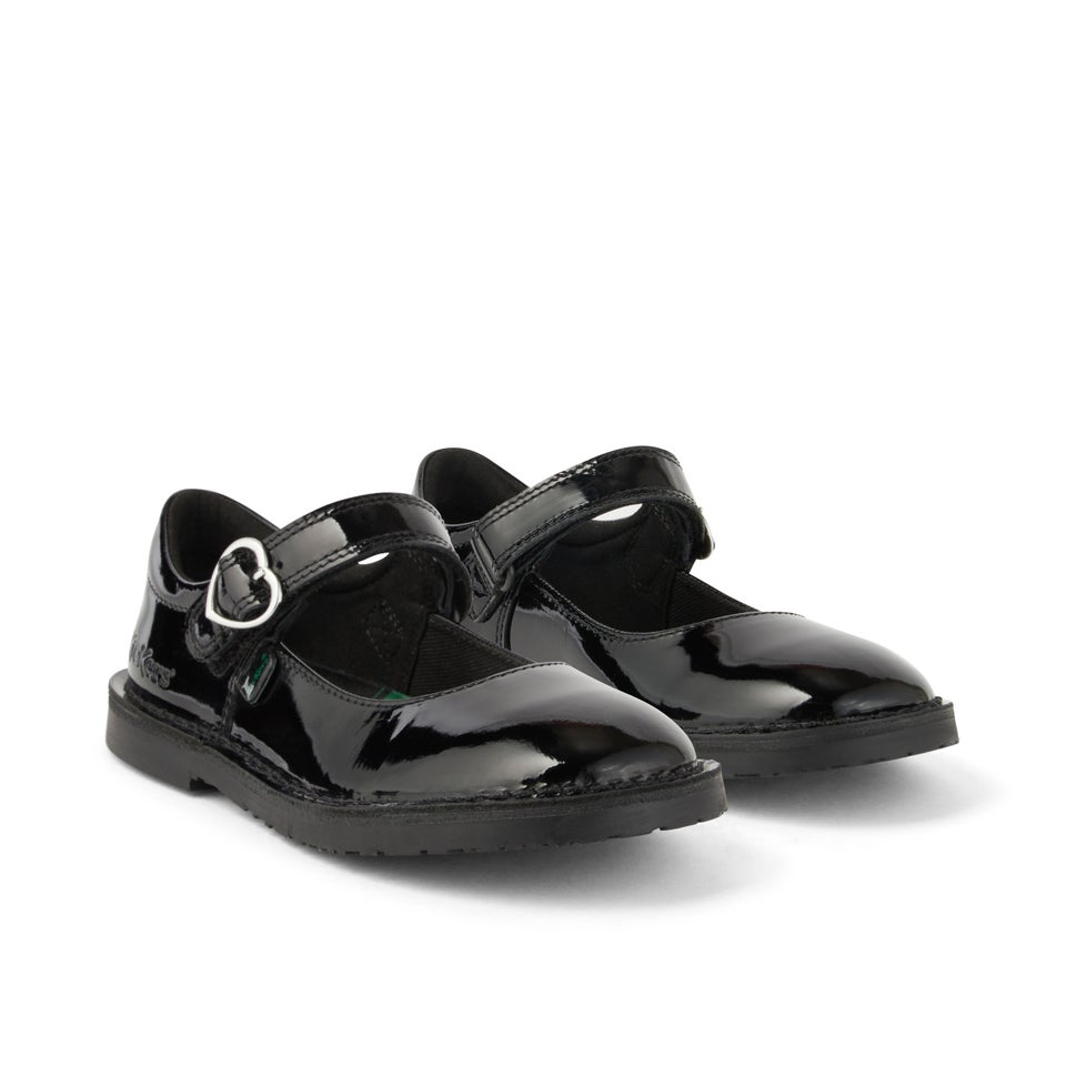 Junior Girls Adlar Heart Mj Patent Leather Black