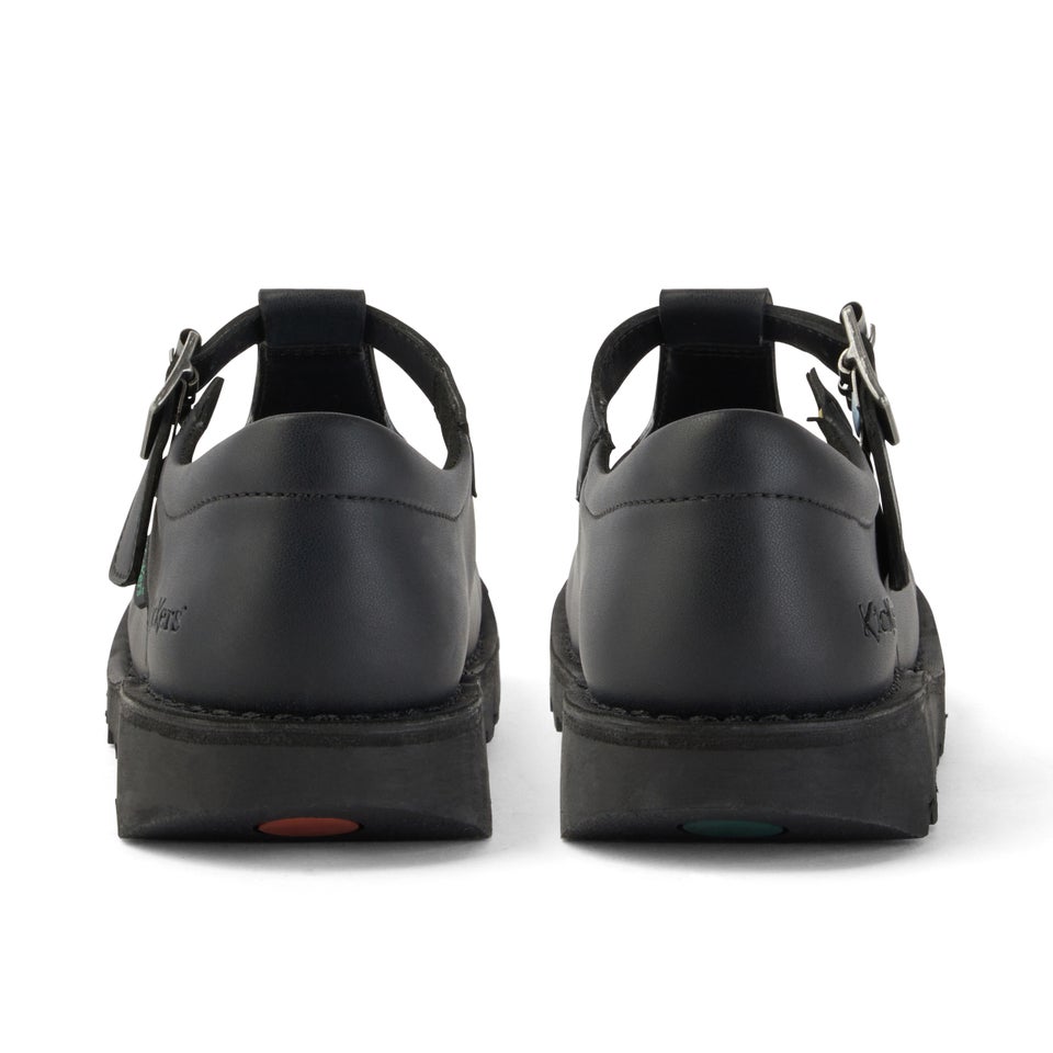 Youth Womens Kick T Bar Leather Alternative Black