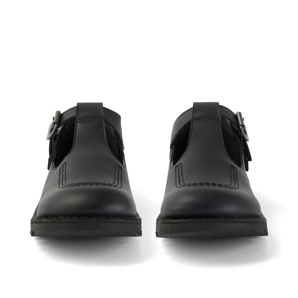 Youth Womens Kick T Bar Leather Alternative Black