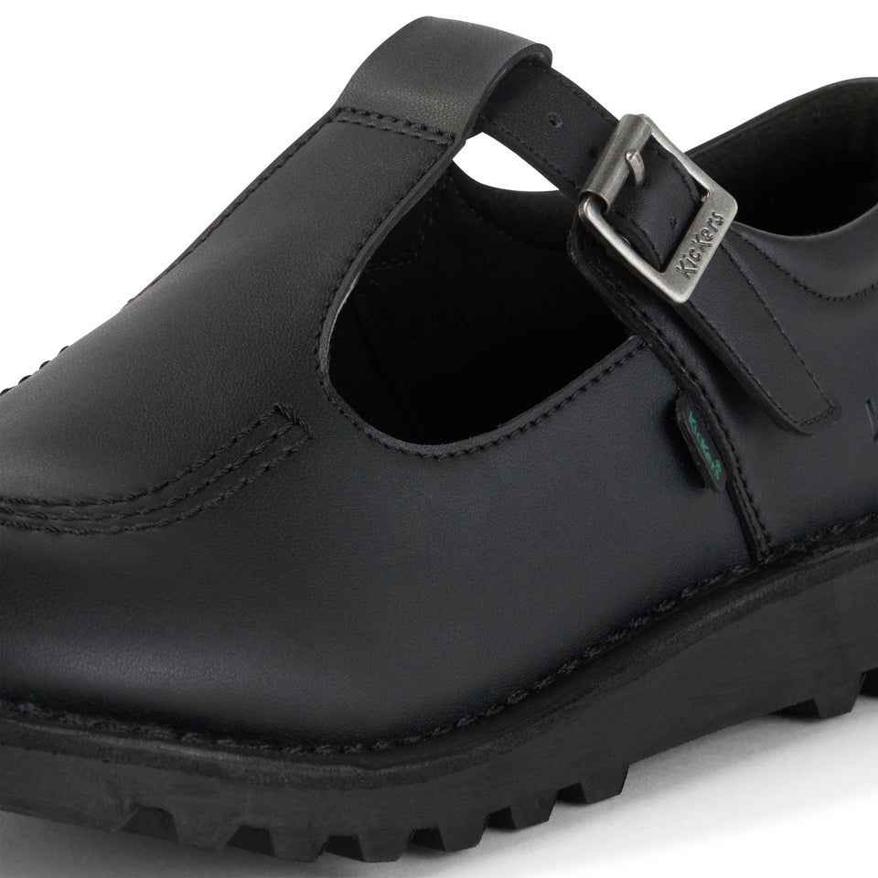 Youth Womens Kick T Bar Leather Alternative Black