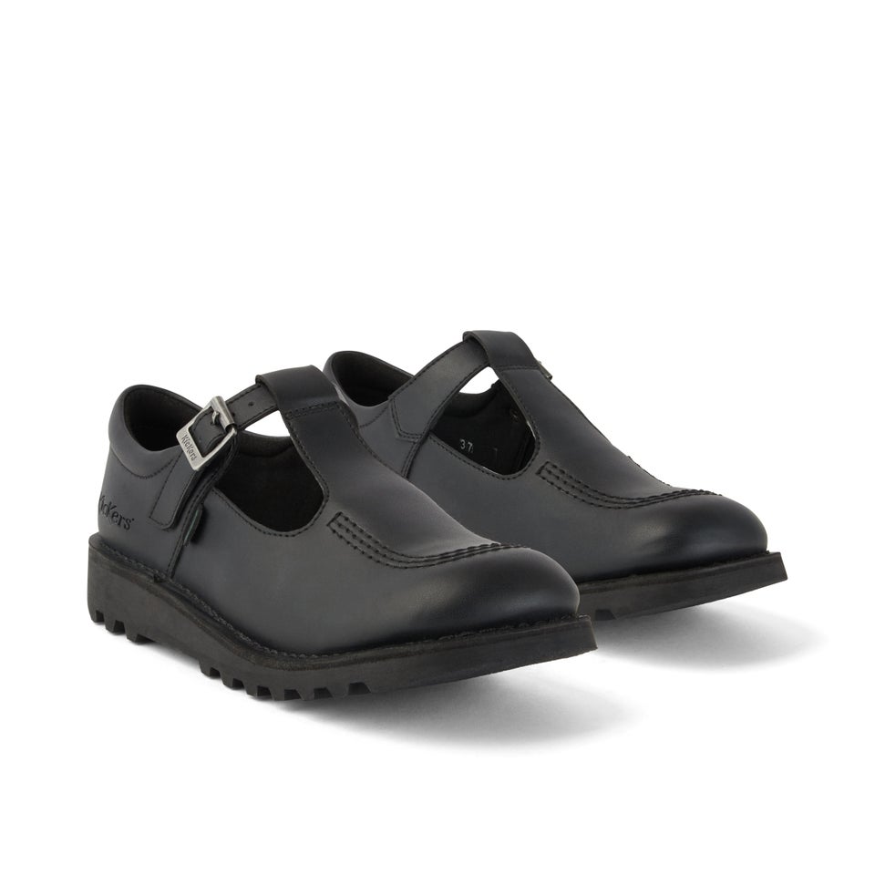 Youth Womens Kick T Bar Leather Alternative Black