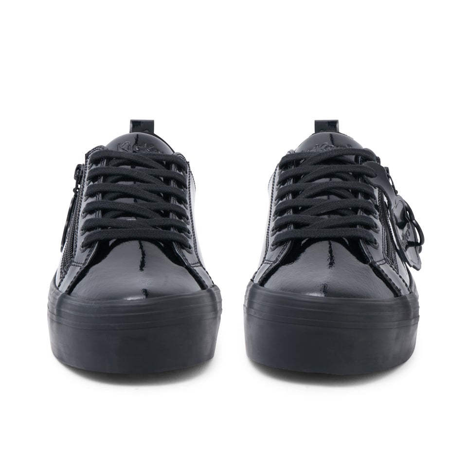 Youth Womens Tovni Stack Fleur Leather Black