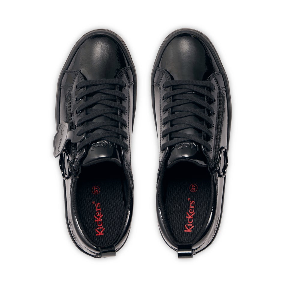 Youth Womens Tovni Stack Fleur Leather Black