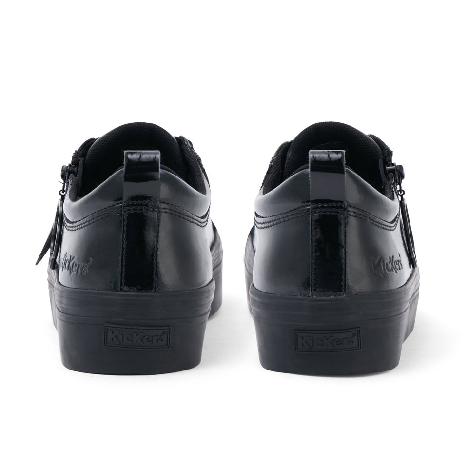 Youth Womens Tovni Stack Fleur Leather Black