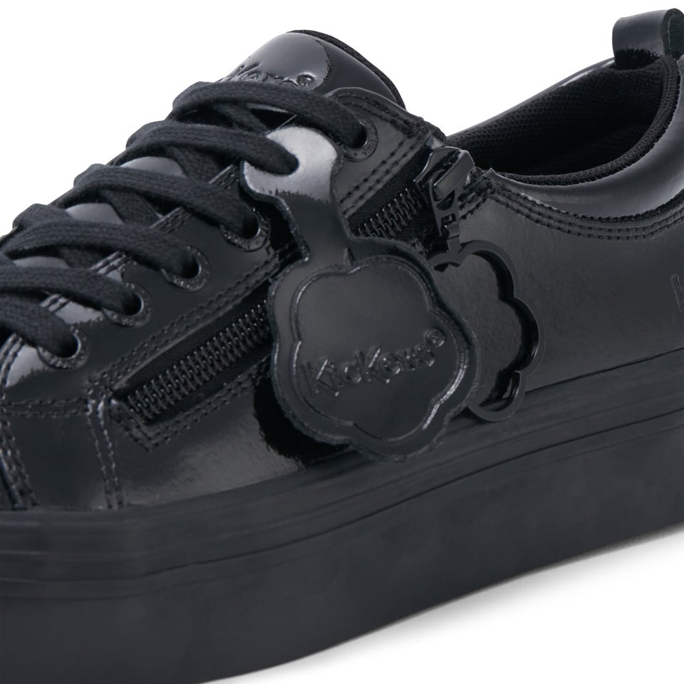 Youth Womens Tovni Stack Fleur Leather Black