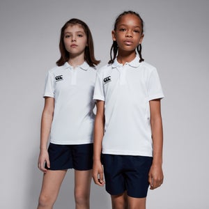 JUNIOR UNISEX CLUB DRY POLO SHIRT WHITE - AGE 8