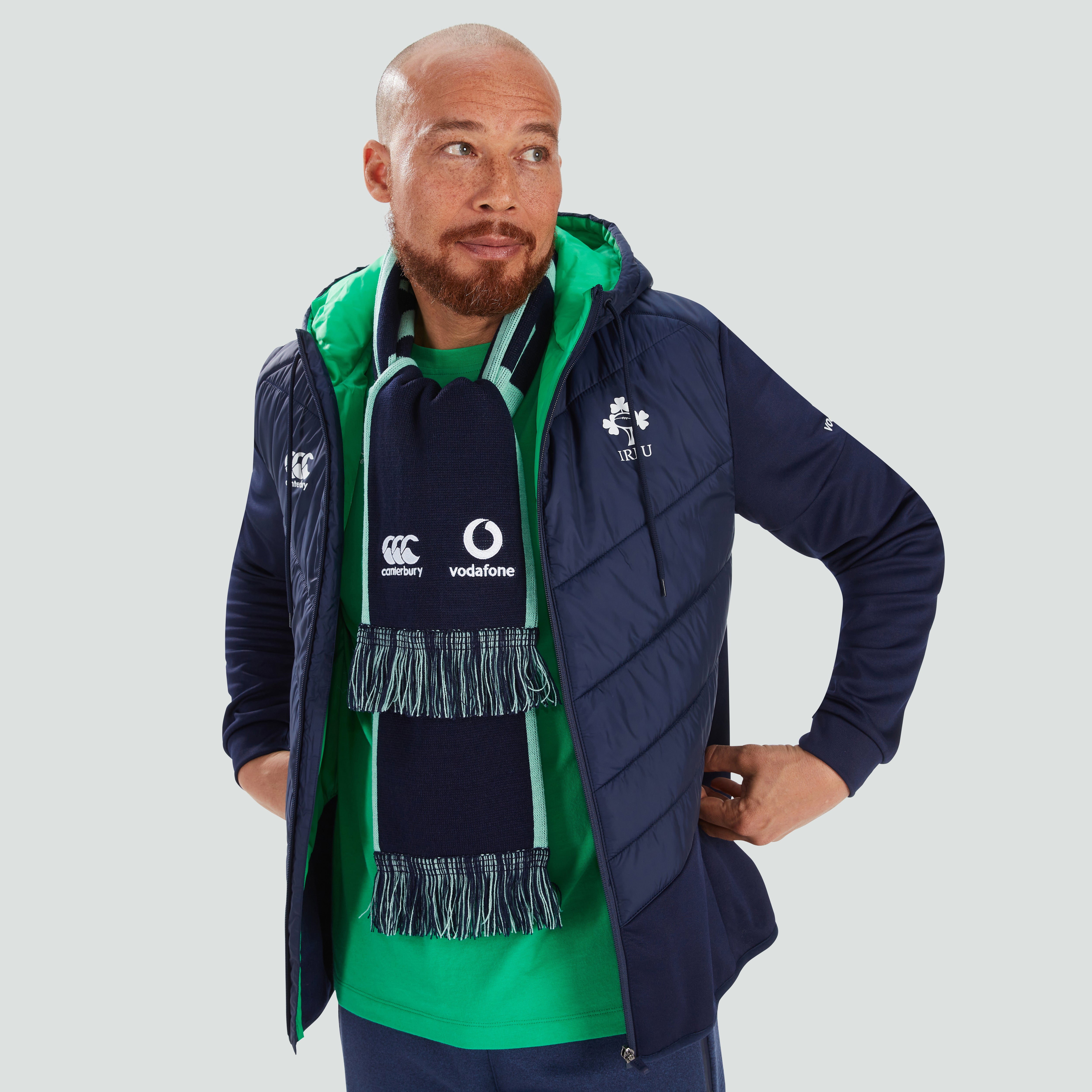 Mens Ireland Hybrid Padded Jacket Blue | Canterbury