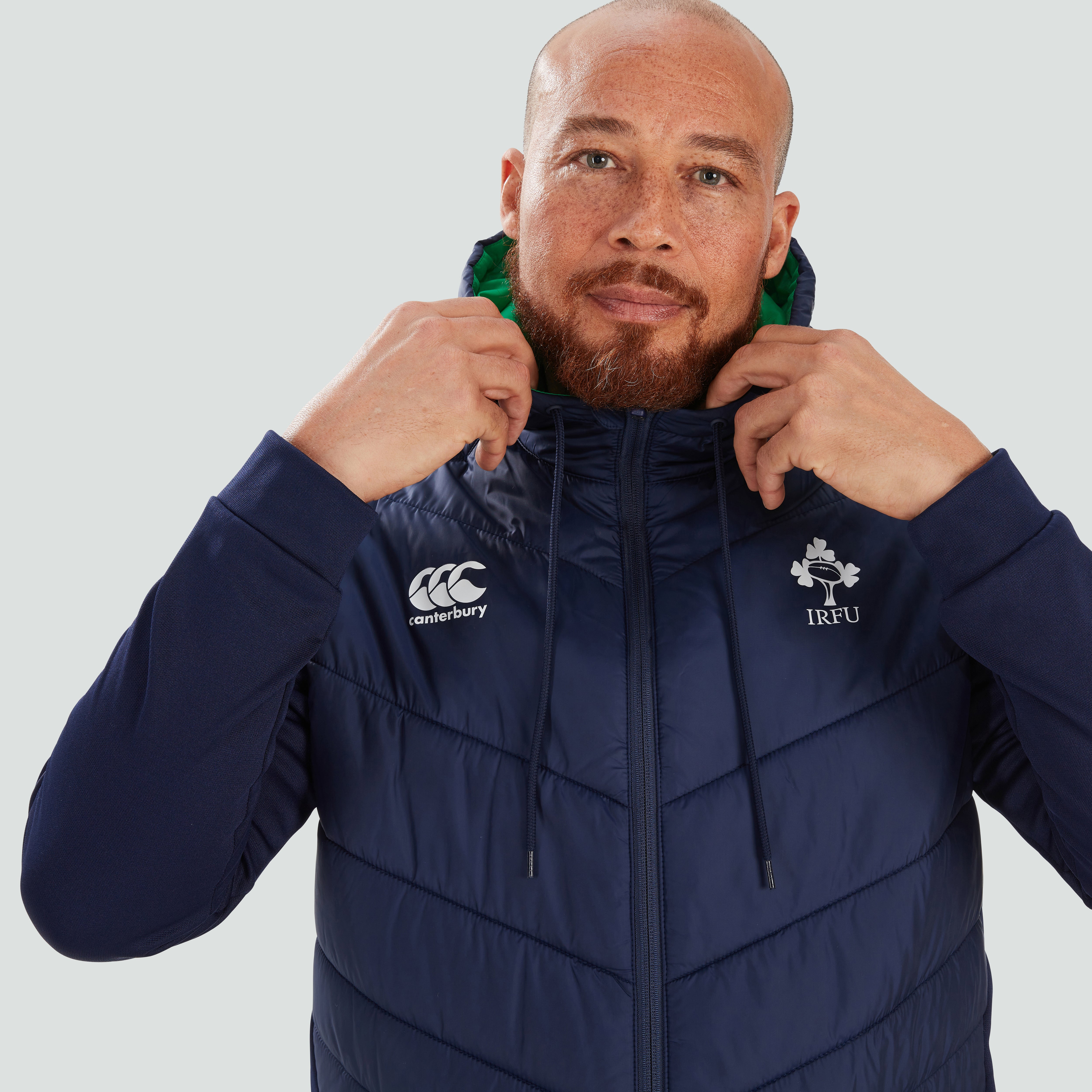 Mens Ireland Hybrid Padded Jacket Blue | Canterbury