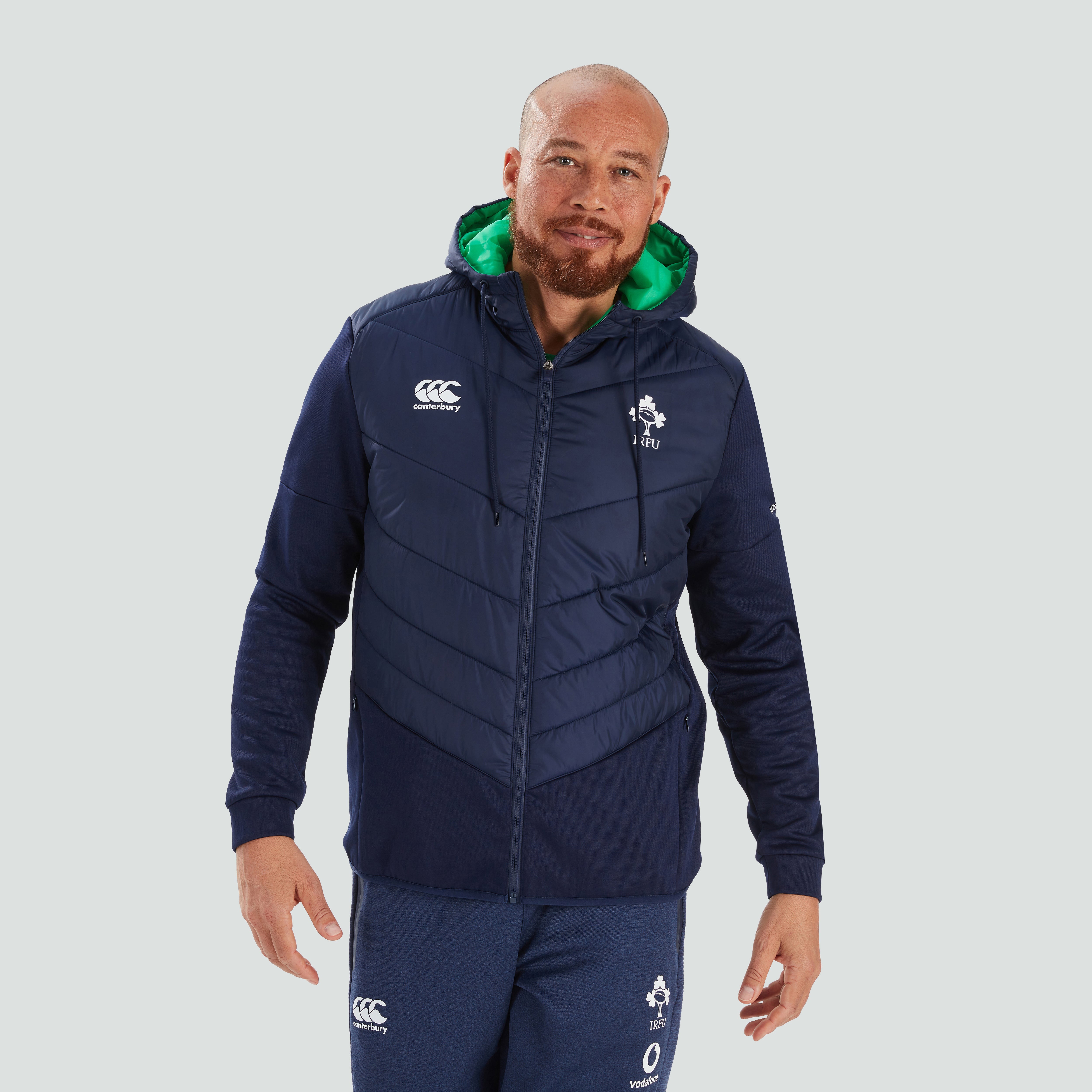 Mens Ireland Hybrid Padded Jacket Blue | Canterbury