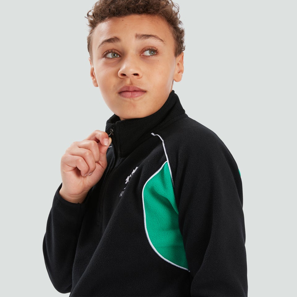 Junior Unisex Ireland Classic 1/4 Zip Fleece Black/Green