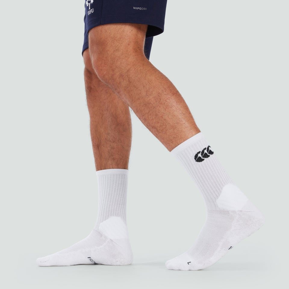 Mens Mid Calf Grip Sock White
