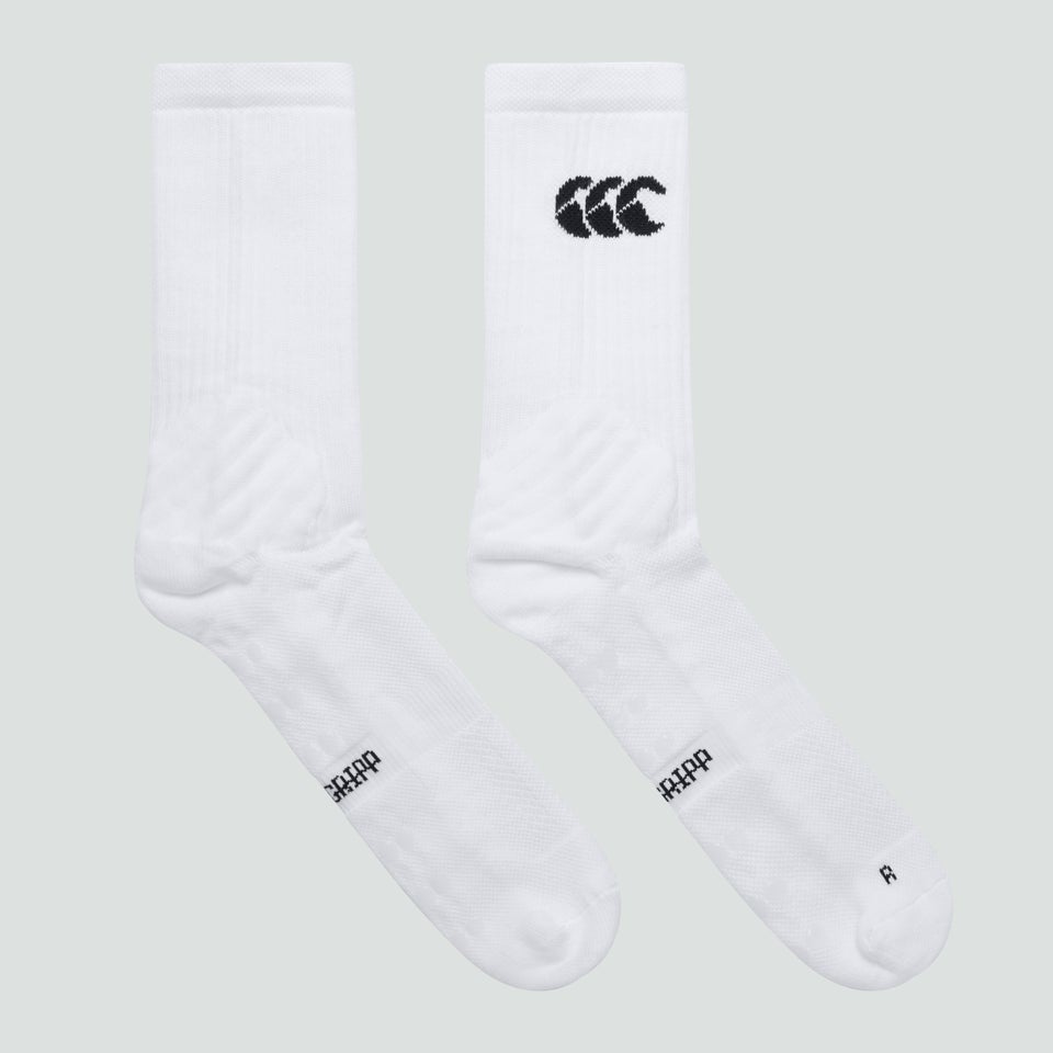 Mens Mid Calf Grip Sock White