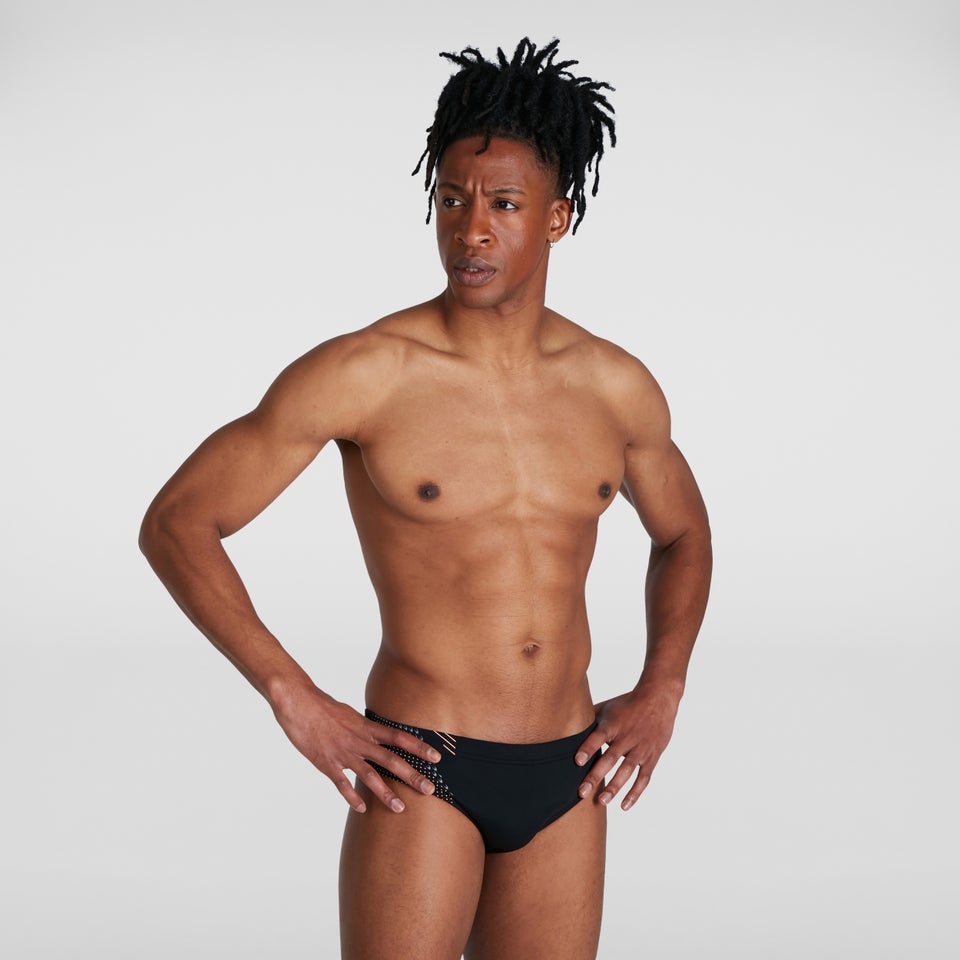 Slip de bain Homme Tech Panel 7 cm noir/orange