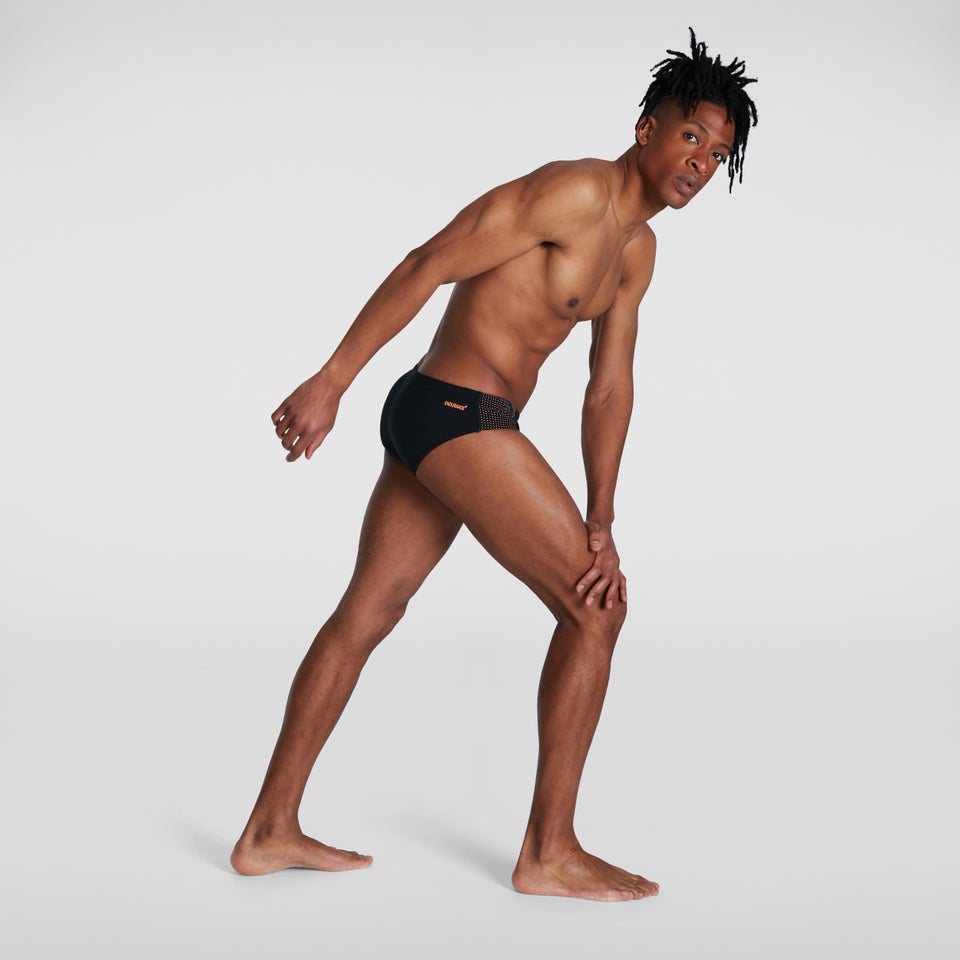 Slip de bain Homme Tech Panel 7 cm noir/orange