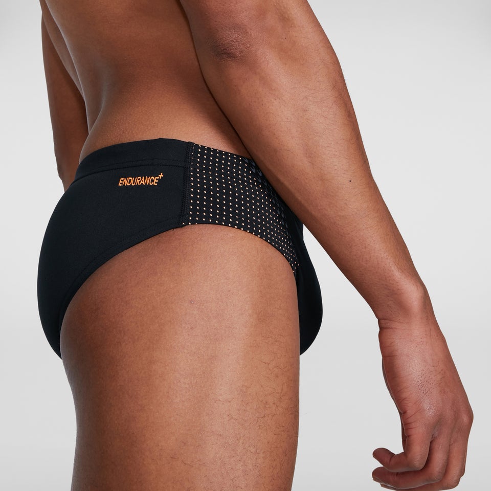 Slip de bain Homme Tech Panel 7 cm noir/orange