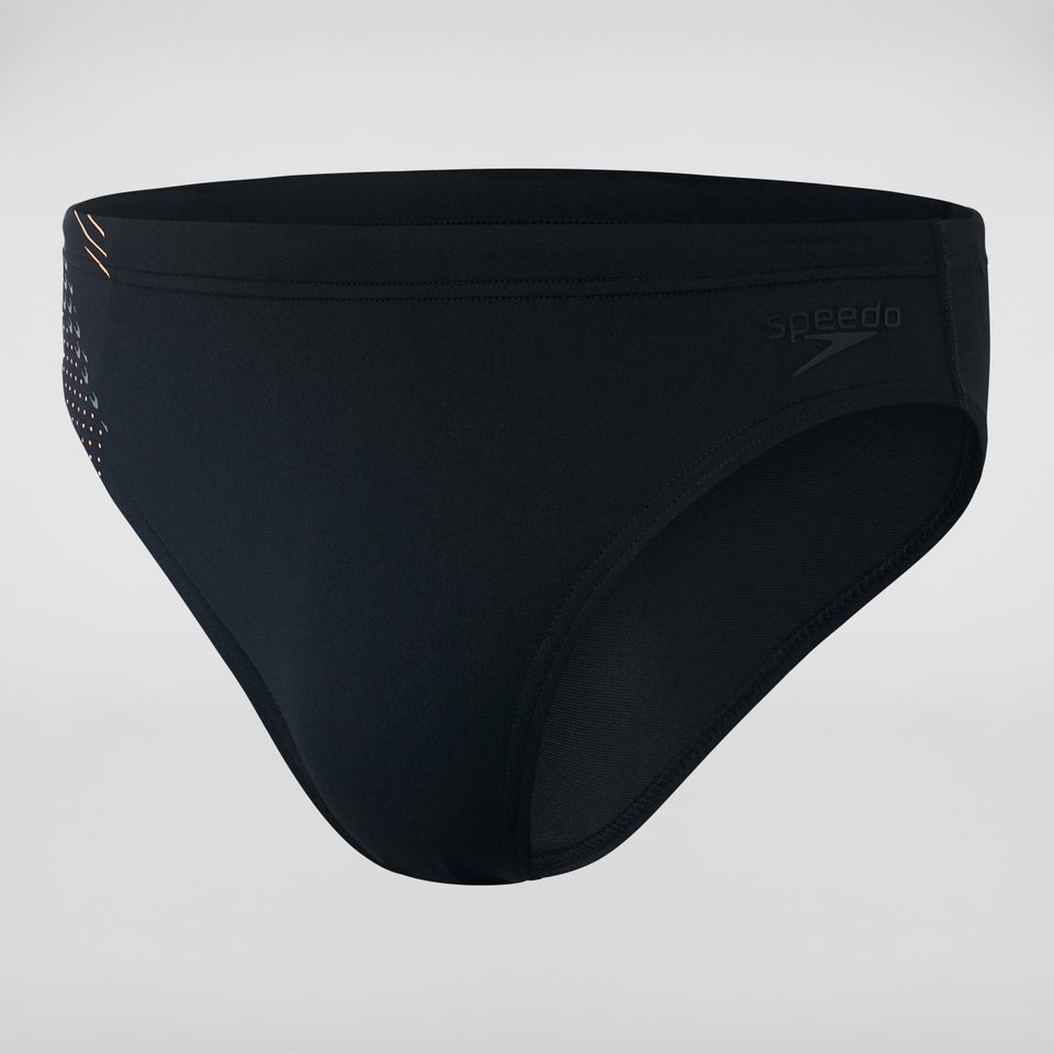 Slip de bain Homme Tech Panel 7 cm noir/orange