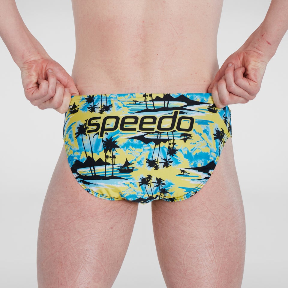 Slip de bain Homme Escape 5 cm jaune/bleu