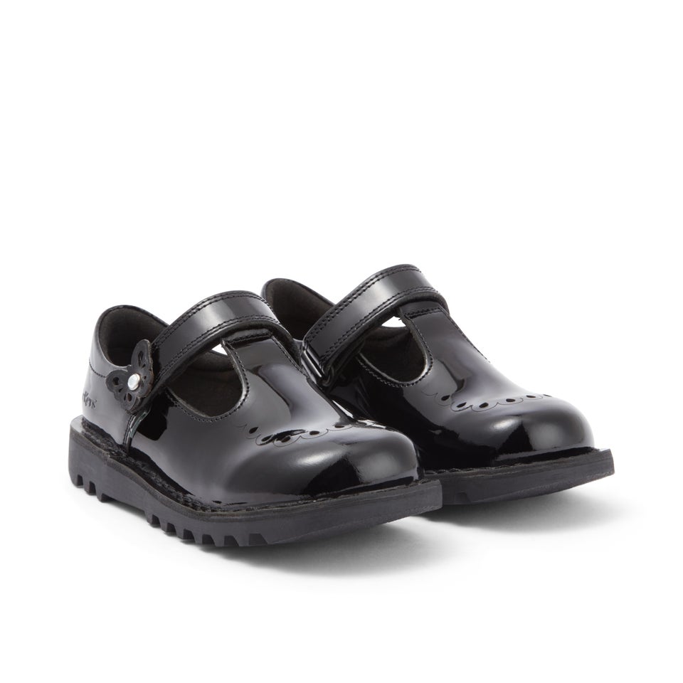 Infant Girls Kick T Bar Bloom Patent Leather Black