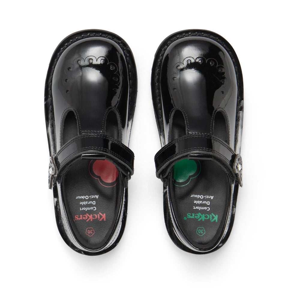 Infant Girls Kick T Bar Bloom Patent Leather Black