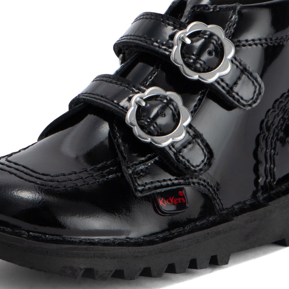 Infant Girls Kick Hi Bloom Patent Leather Black