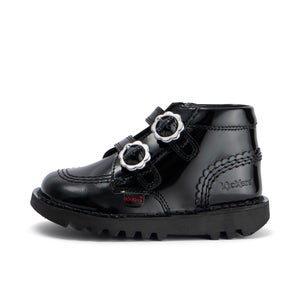 Infant Girls Kick Hi Bloom Patent Leather Black - 5