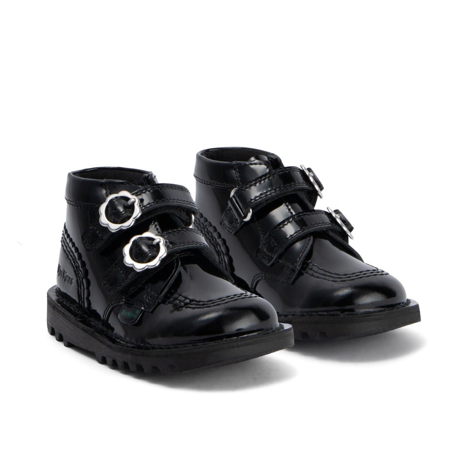 Infant Girls Kick Hi Bloom Patent Leather Black
