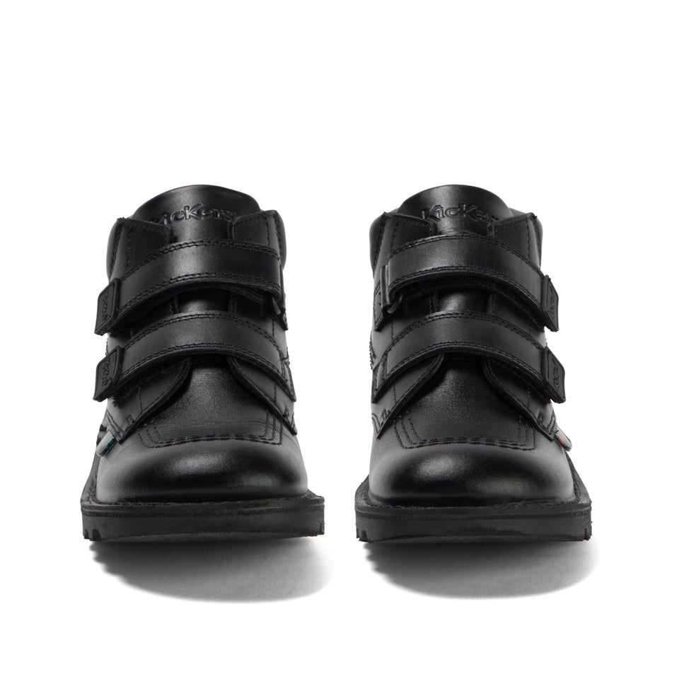 Junior Boys Kick Hi Roll Leather Black