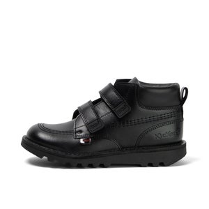 Junior Boys Kick Hi Roll Leather Black