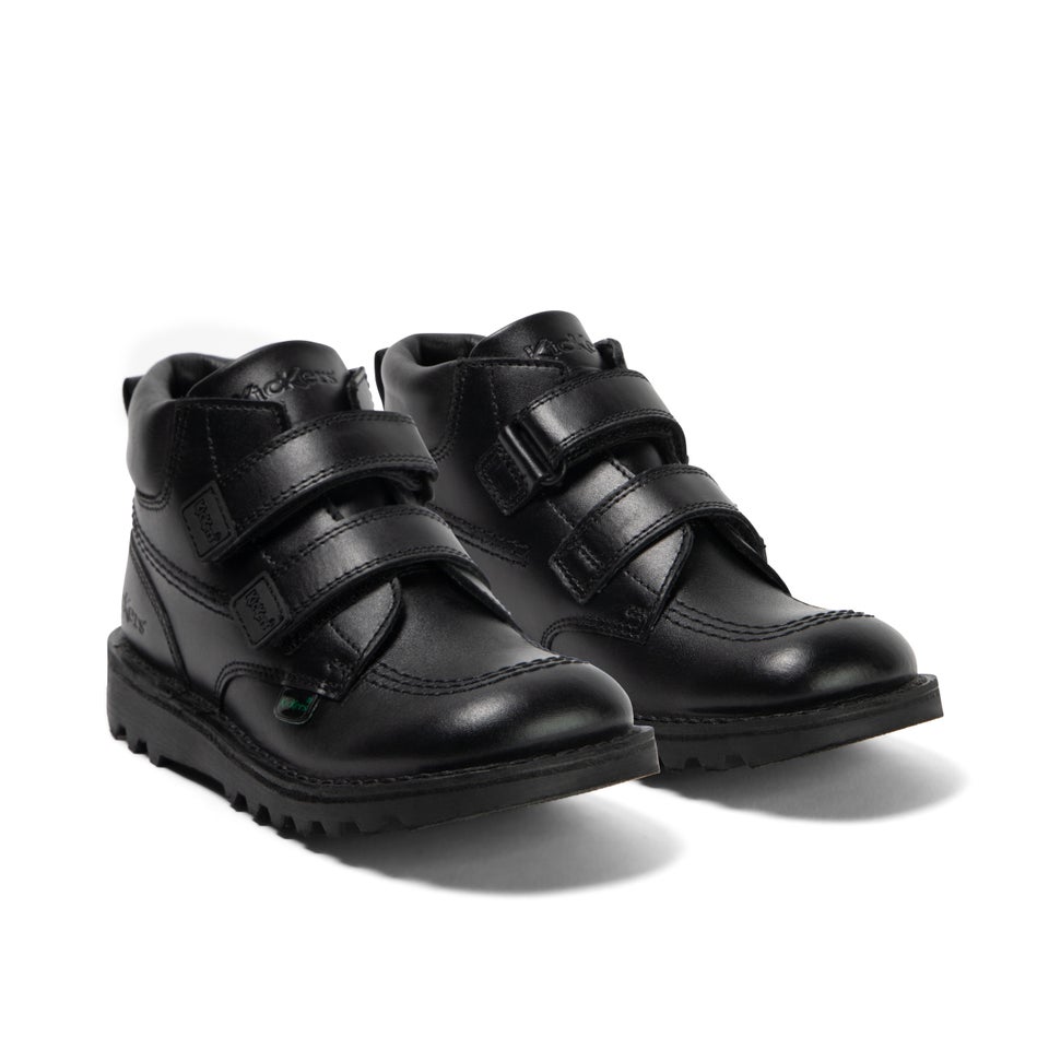 Junior Boys Kick Hi Roll Leather Black