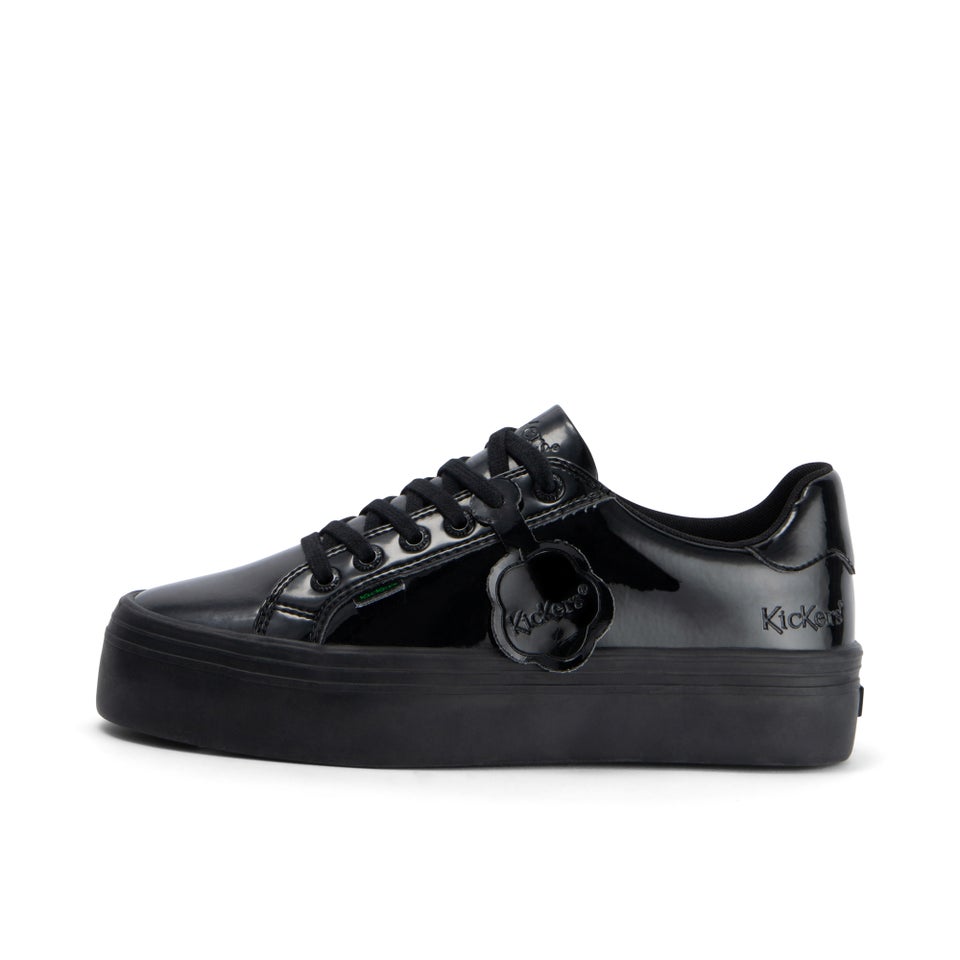 Adult Womens Tovni stack Leather Alternative Patent Leather Black