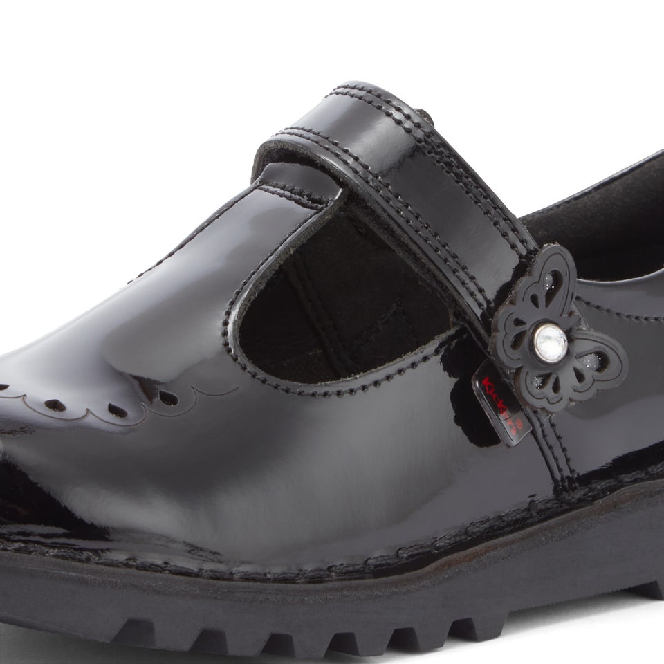 Junior Girls Kick T Bar Bloom Patent Leather Black