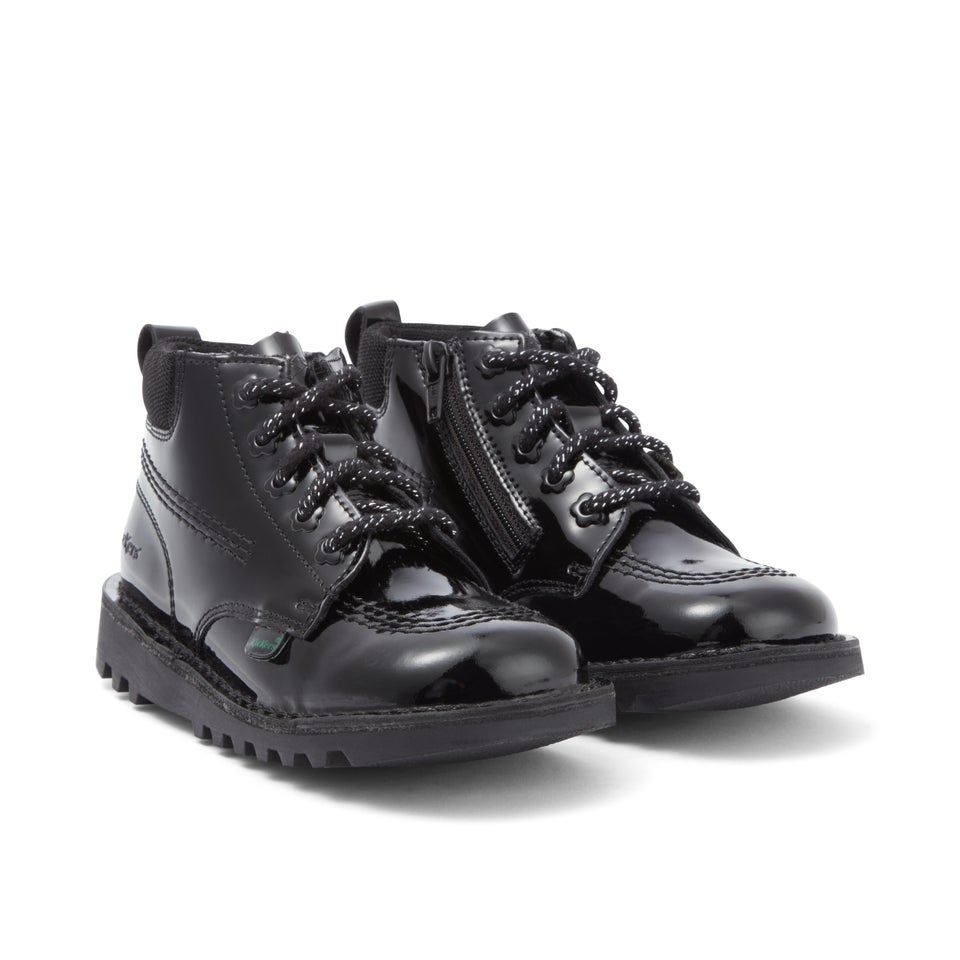 Infant Girls Kick Hi Bloom Patent Leather Black