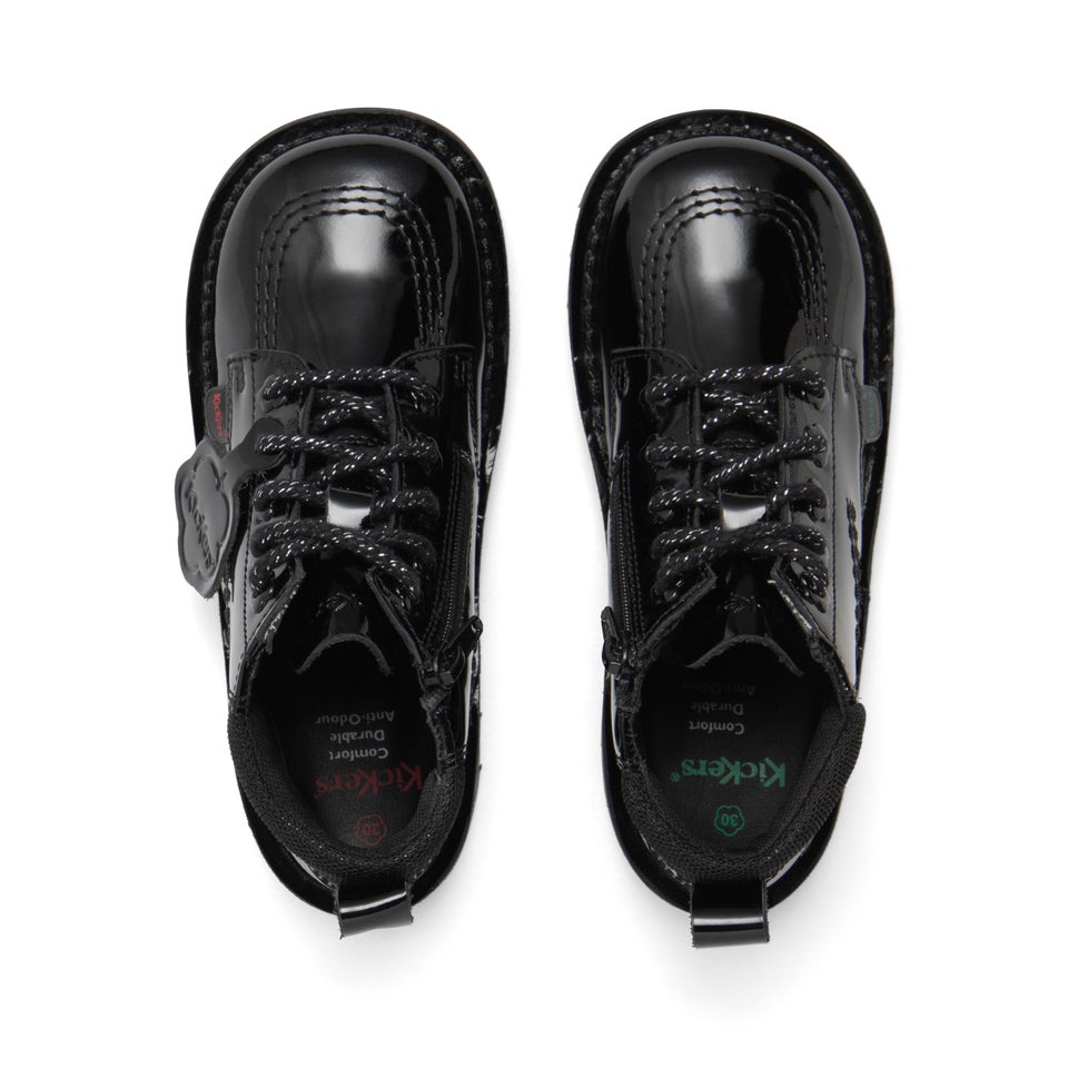 Infant Girls Kick Hi Bloom Patent Leather Black