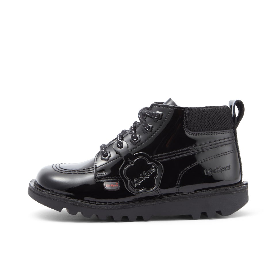 Infant Girls Kick Hi Bloom Patent Leather Black