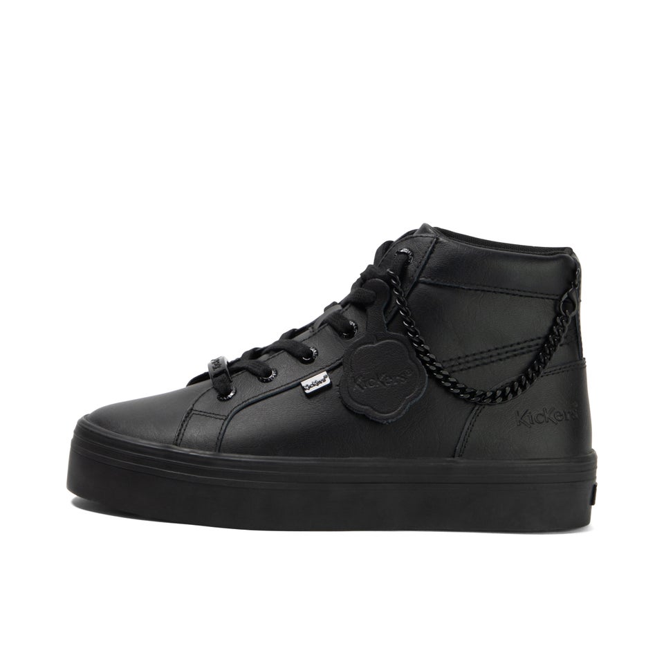 Youth Womens Tovni Hi Stack Chain Leather Black