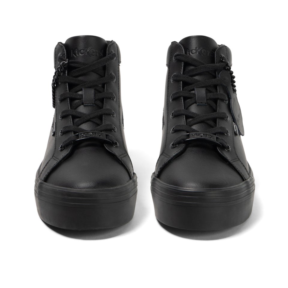 Youth Womens Tovni Hi Stack Chain Leather Black