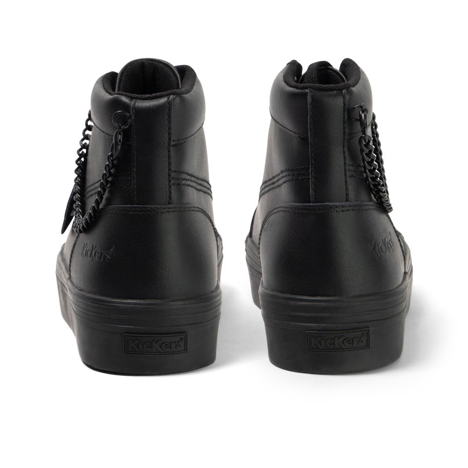 Youth Womens Tovni Hi Stack Chain Leather Black