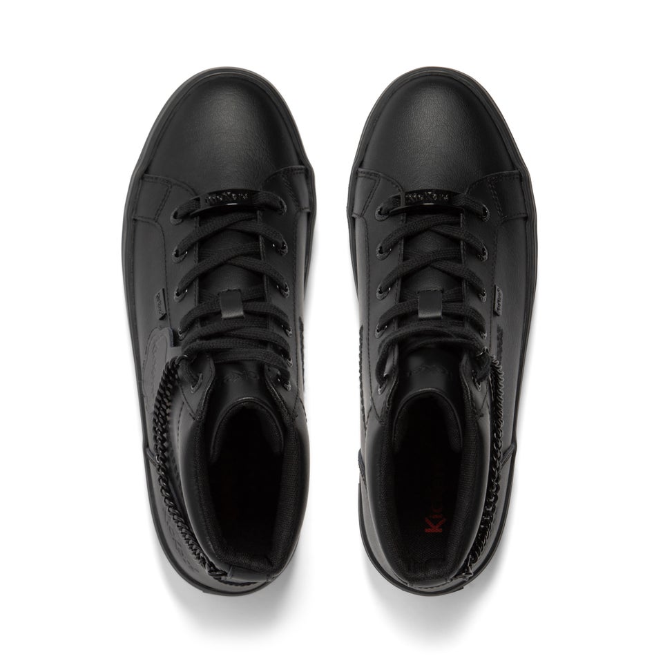 Youth Womens Tovni Hi Stack Chain Leather Black