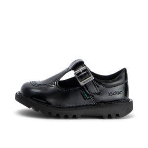 Infant Girls Kick T Bar Leather Alternative Patent Leather Black
