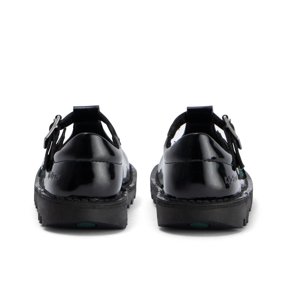 Infant Girls Kick T Bar Leather Alternative Patent Leather Black