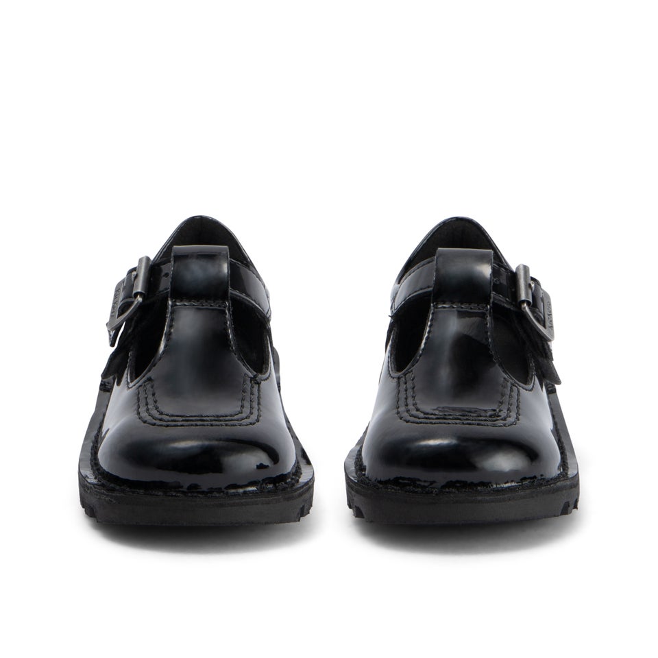 Infant Girls Kick T Bar Leather Alternative Patent Leather Black