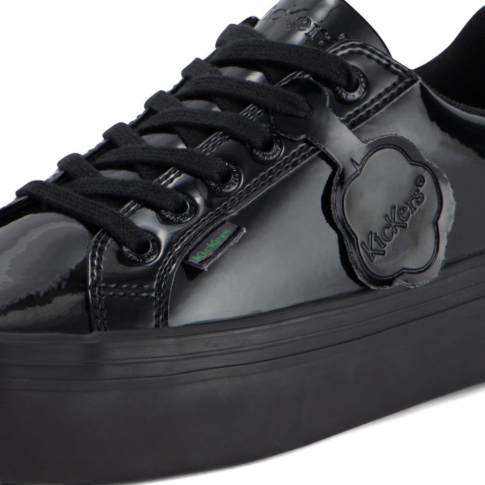 Youth Womens Tovni stack Leather Alternative Patent Leather Black