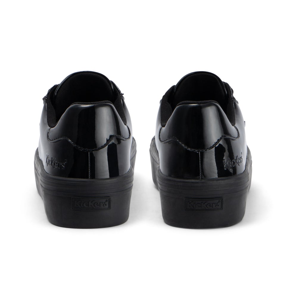 Youth Womens Tovni stack Leather Alternative Patent Leather Black