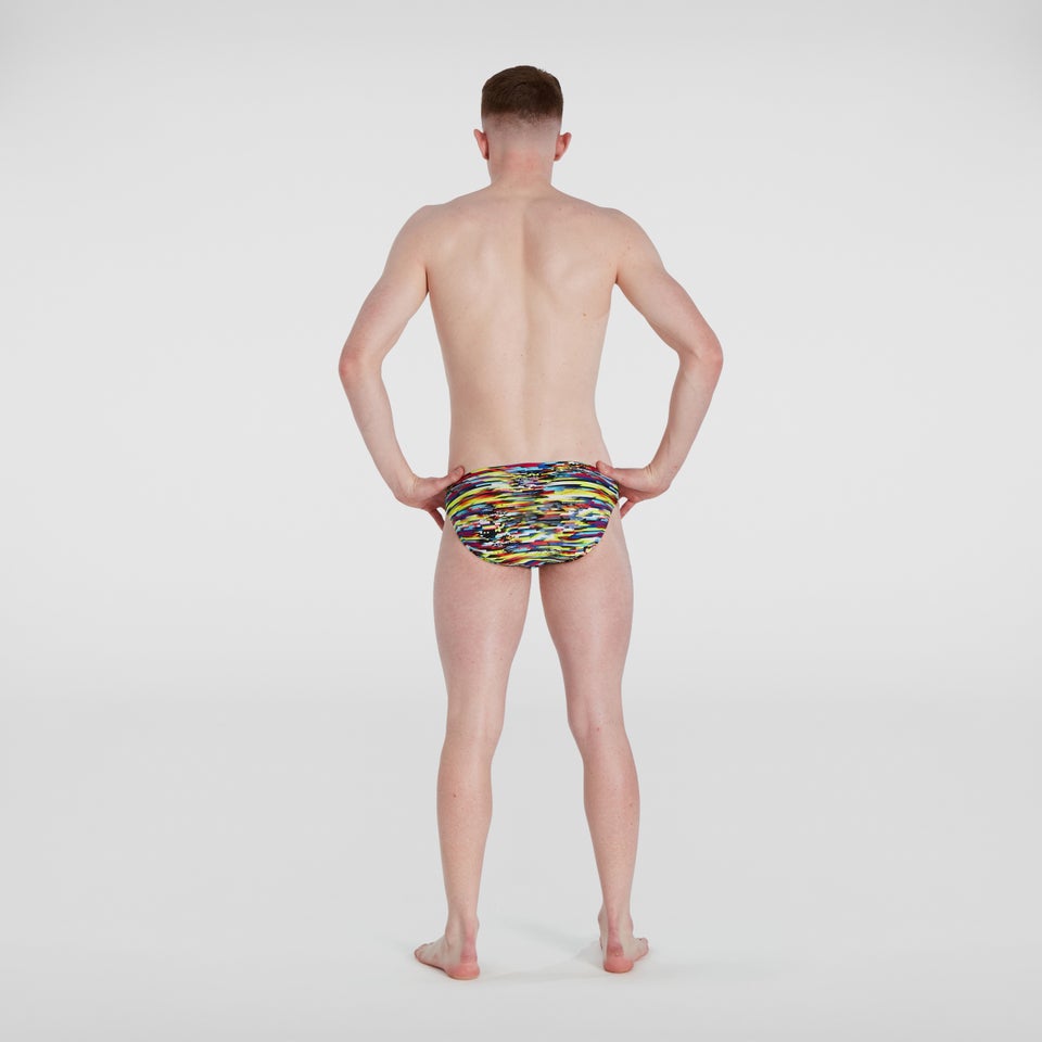 Slip de bain Homme Digi Interference Allover 5 cm jaune/rouge