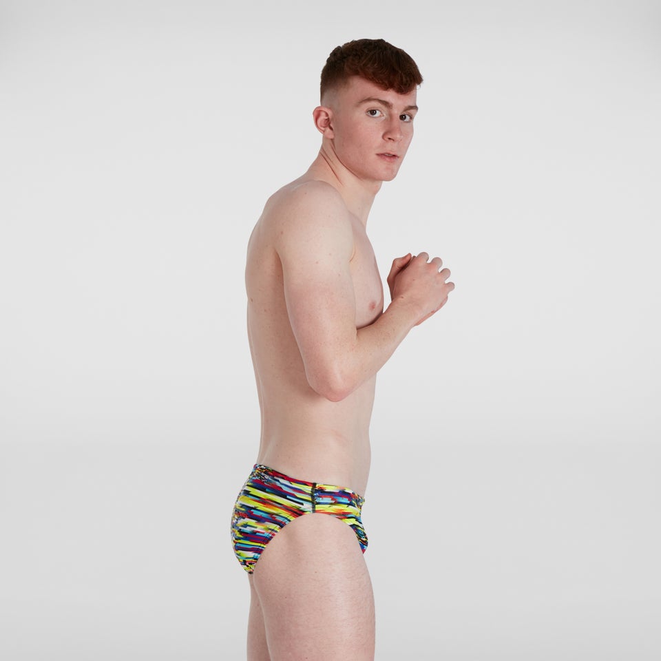 Slip de bain Homme Digi Interference Allover 5 cm jaune/rouge