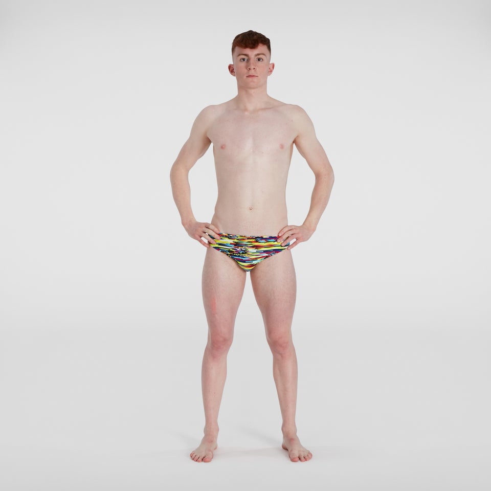 Slip de bain Homme Digi Interference Allover 5 cm jaune/rouge