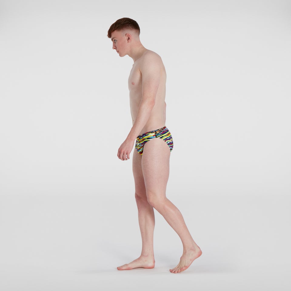 Slip de bain Homme Digi Interference Allover 5 cm jaune/rouge