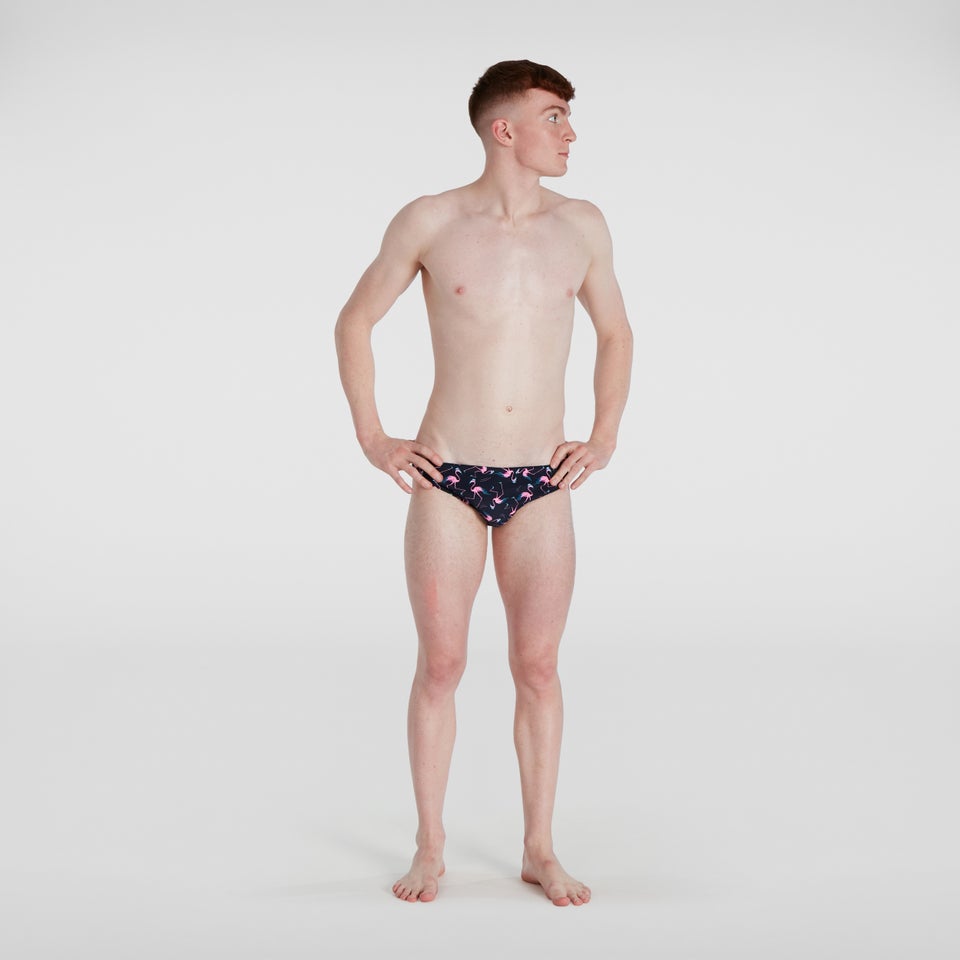 Flamingo Flare 5 cm Allover Badehose Blau/Pink für Herren